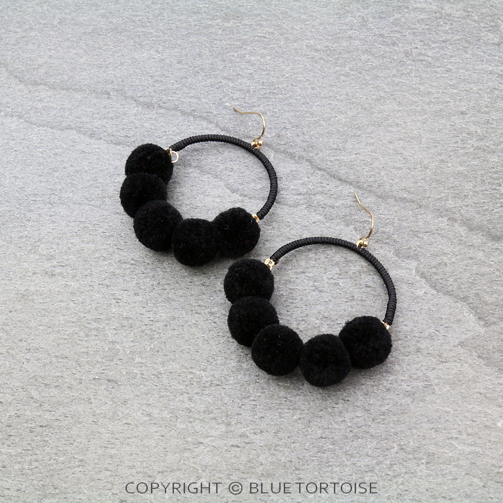 Pom Pom Dangle Earrings