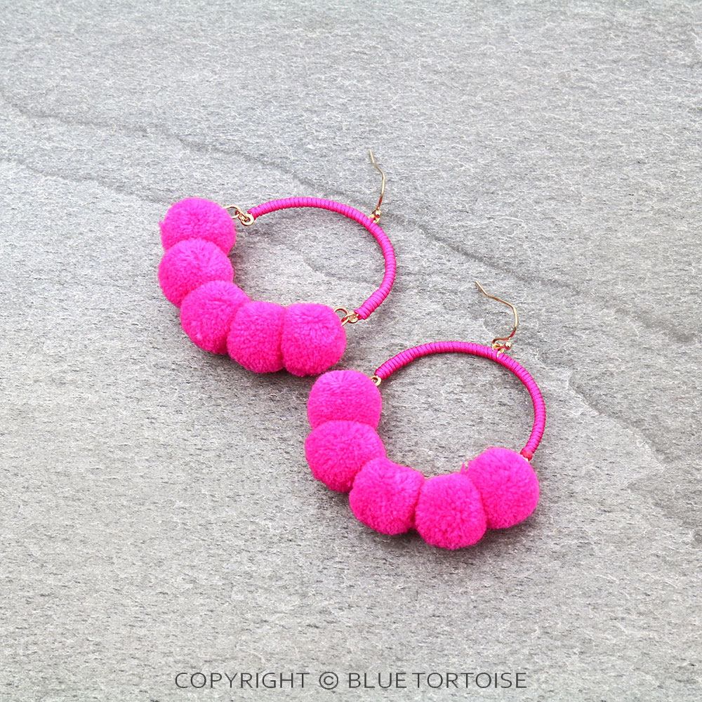 Pom Pom Dangle Earrings
