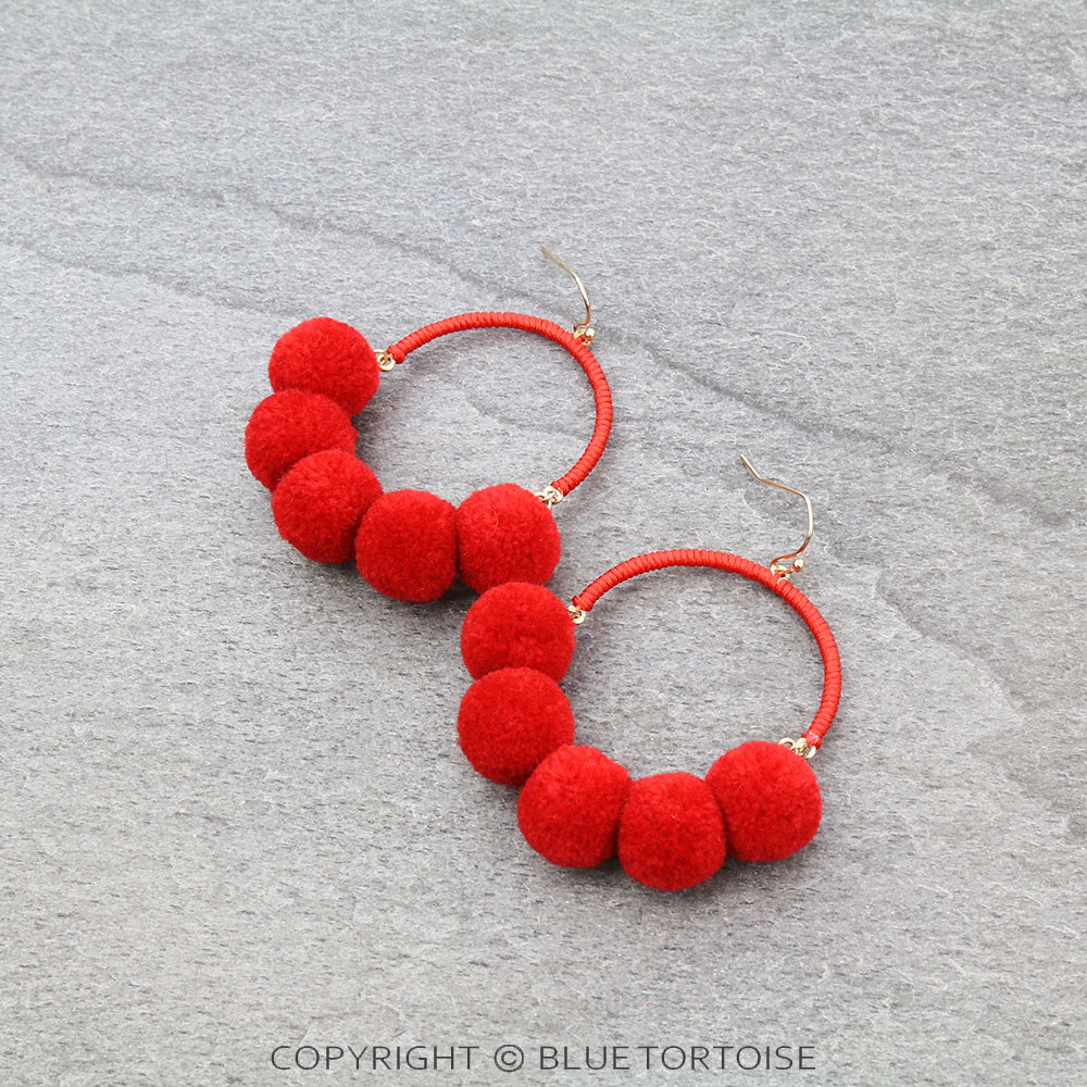 Pom Pom Dangle Earrings