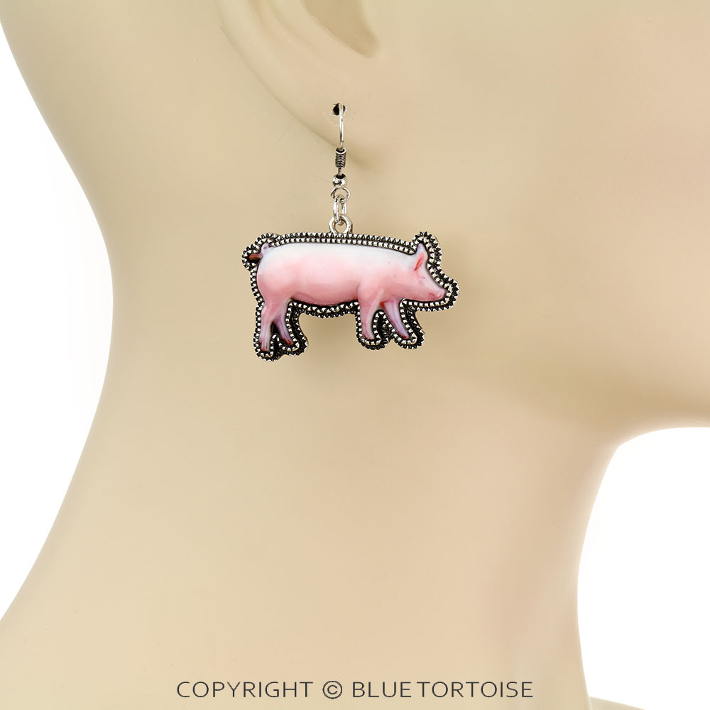 3D Pig Dangle Earrings - Image 2