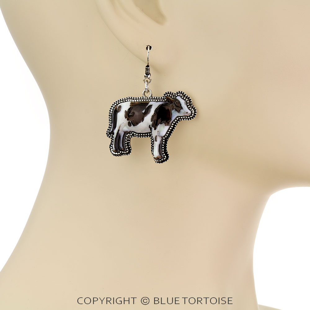 3D Cow Dangle Earrings - Image 2