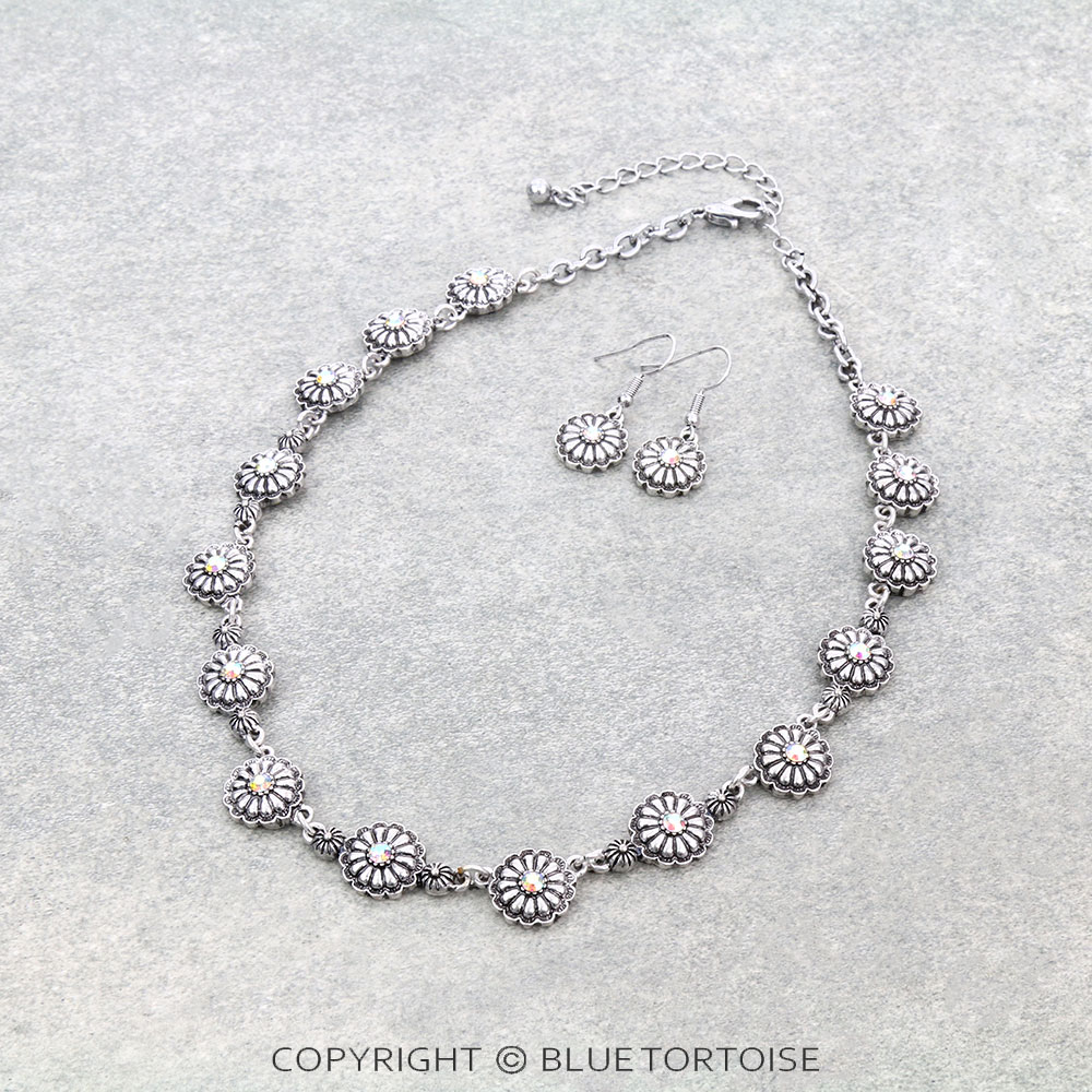 Western Concho Statement Necklace Set