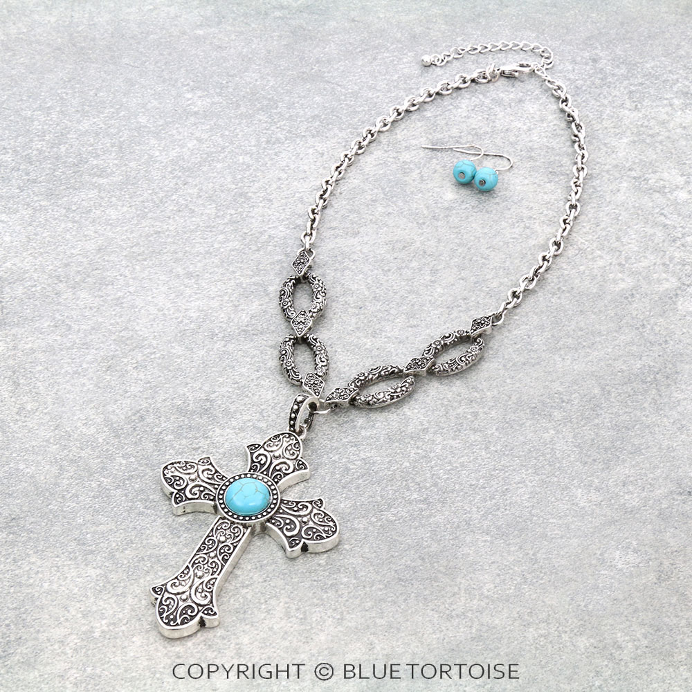Cross Pendant Necklace Set