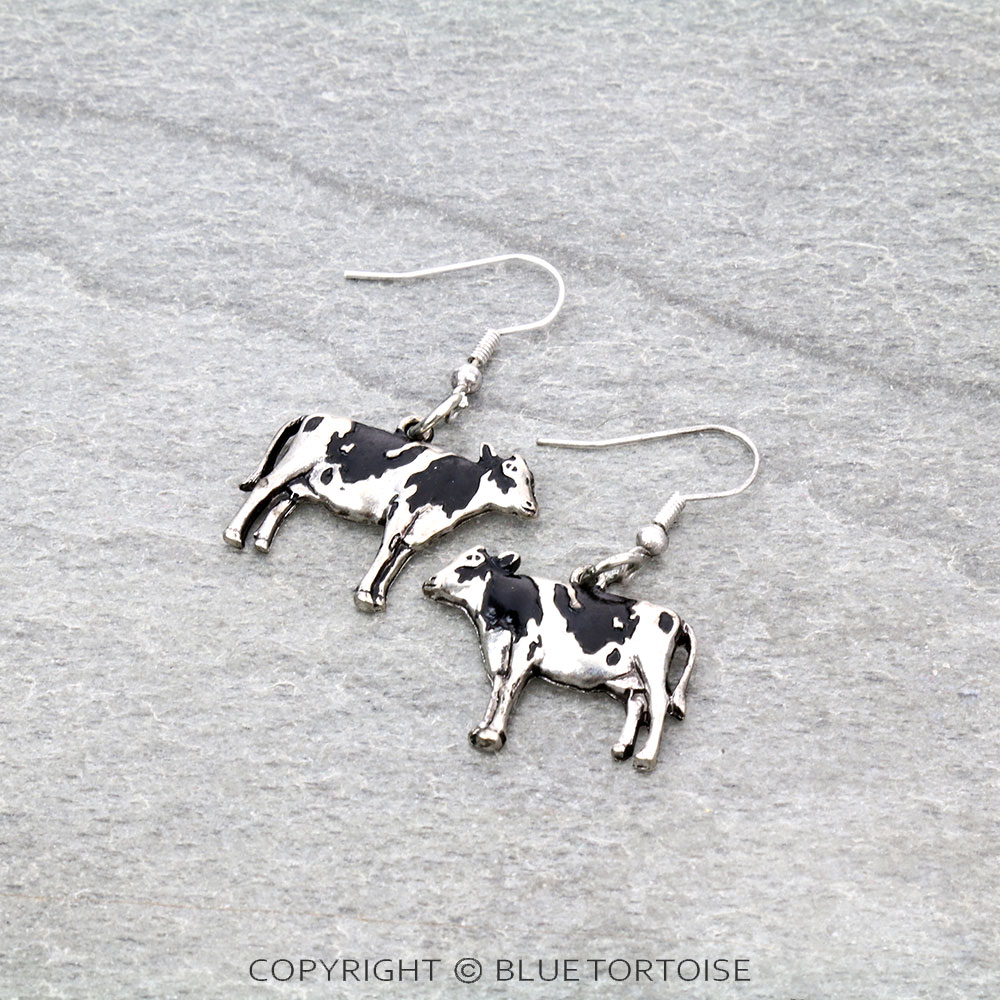 3D Metal Cow Dangle Earrings