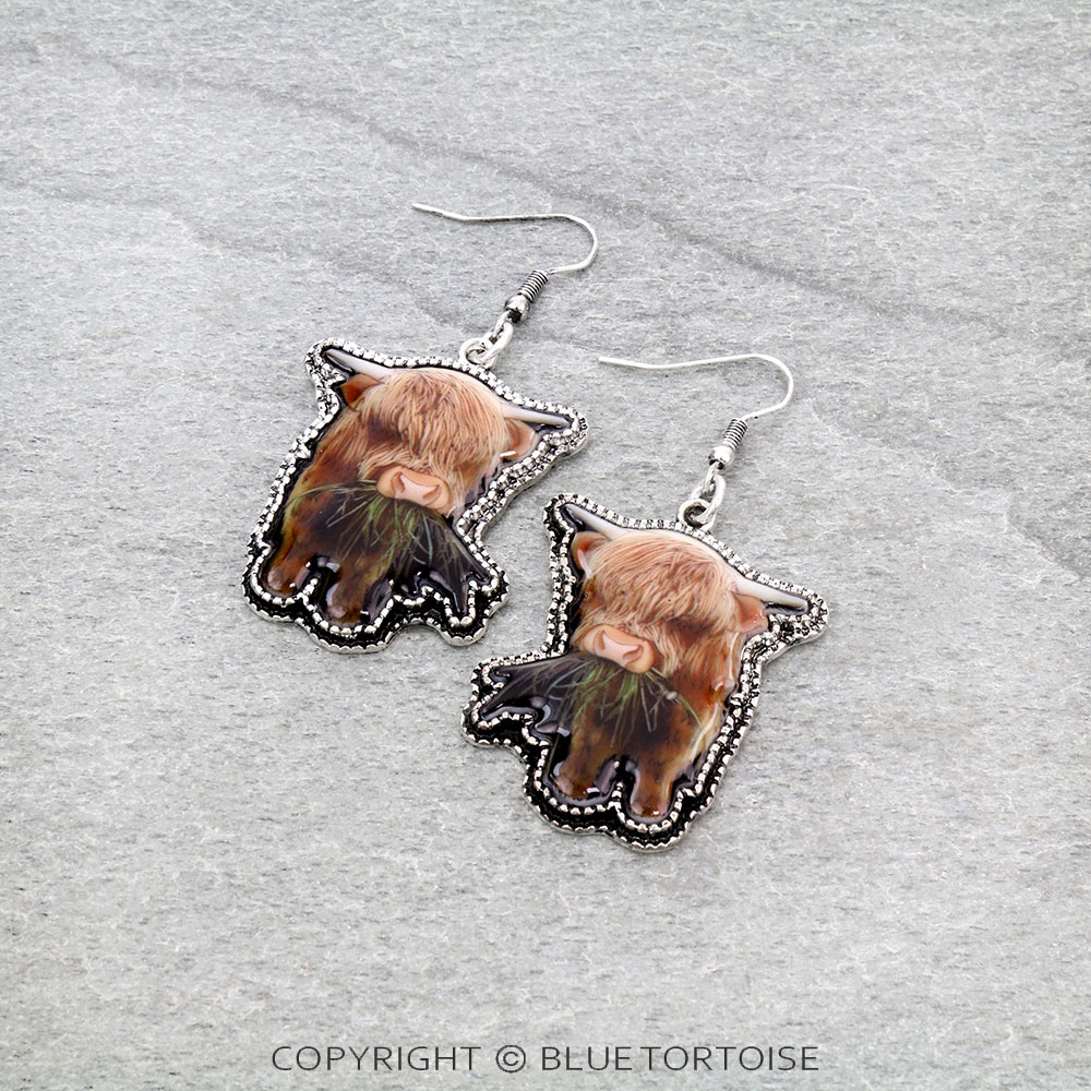 3D Baby Buffalo Dangle Earrings
