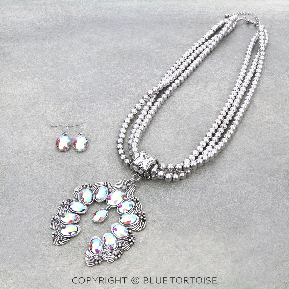 Western Squash Blossom Pendant Necklace Set