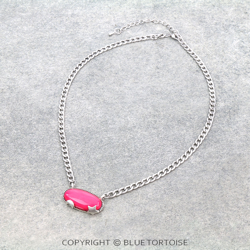 Cosmic Moon and Star Stone Necklace