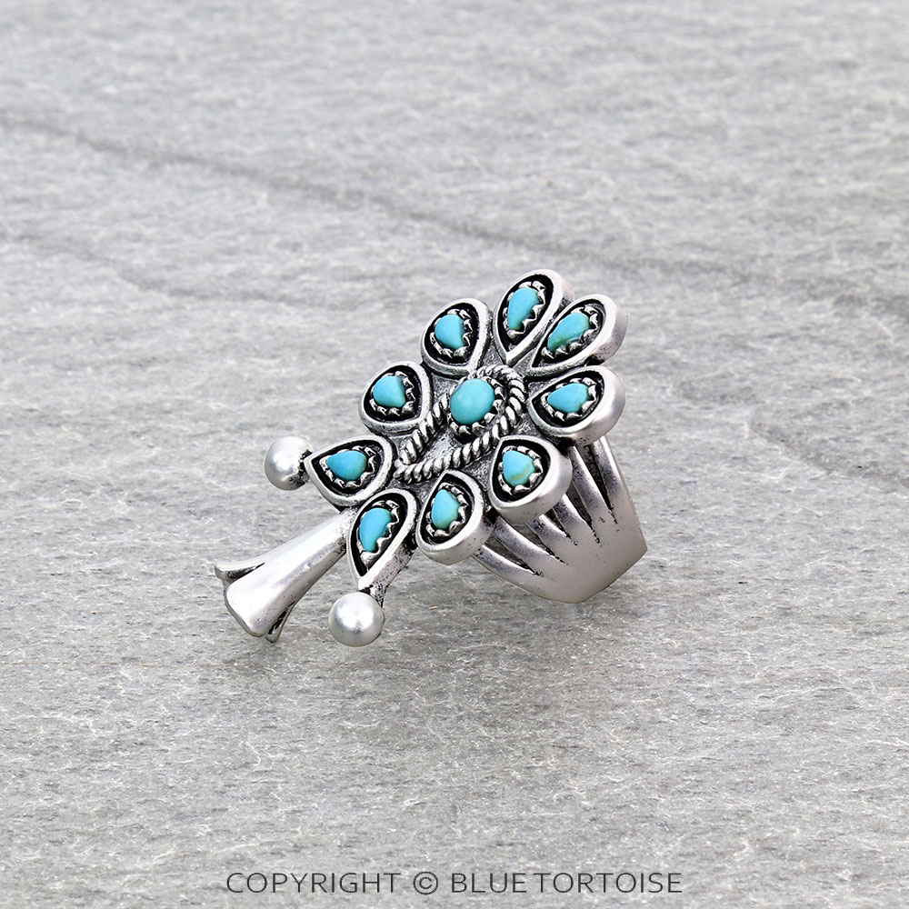 Western Single Squash Blossom Cuff Ring - Image 2