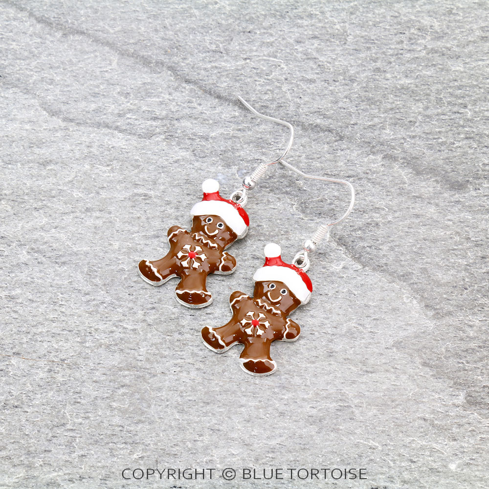 Christmas Gingerbread Man Dangle Earrings