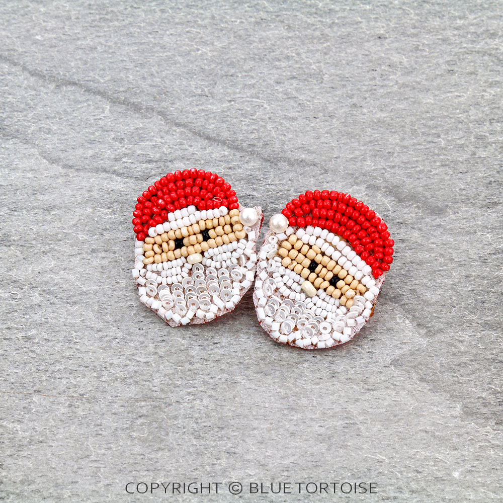 Christmas Seed Bead Santa Stud Earrings