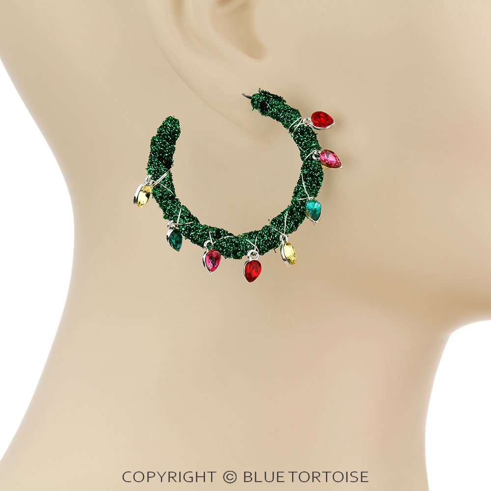 Christmas Wreath Hoop Earrings - Image 2