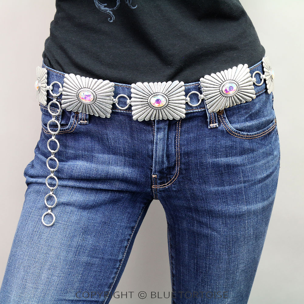 Western Rectangle Concho Stone Belt S/M - Image 2