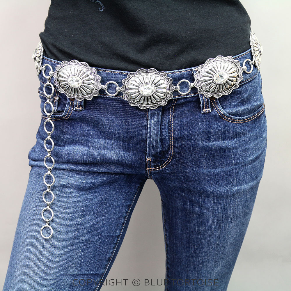 Western Oval Concho Stone Belt S/M - Image 2