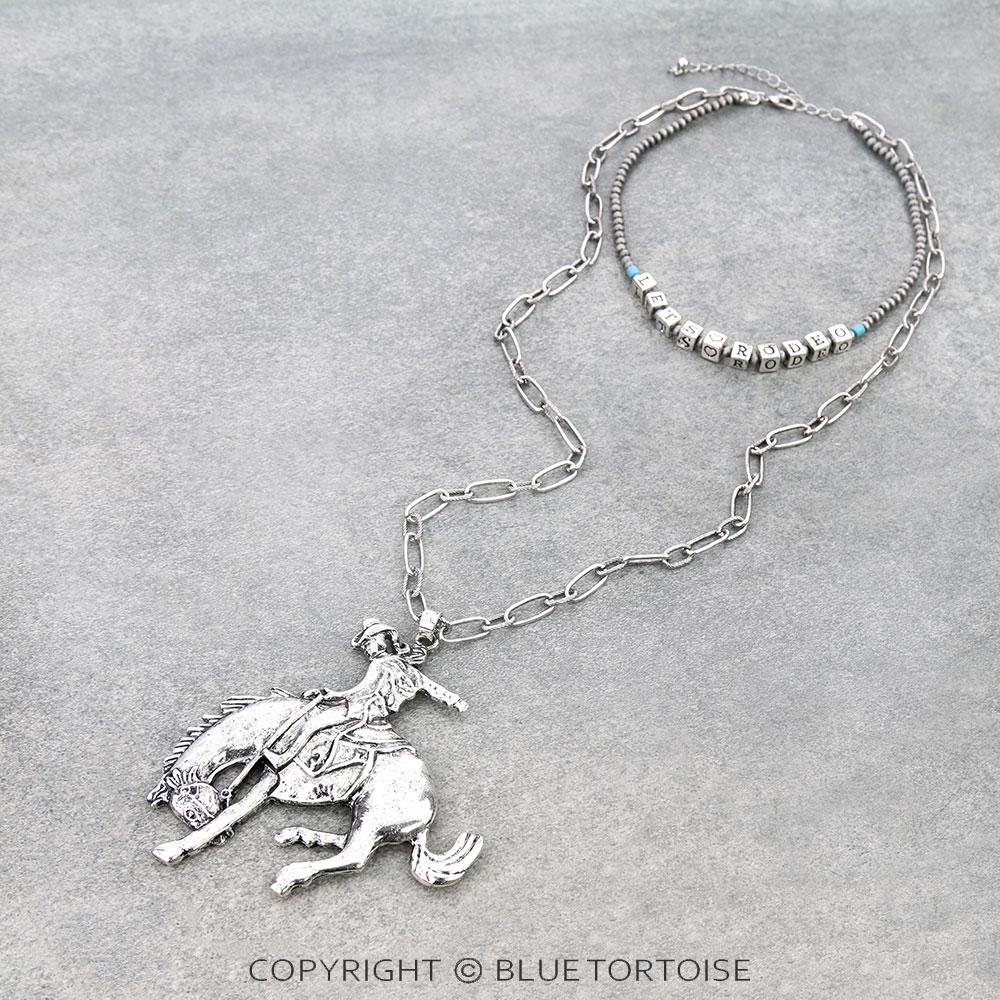 Navajo Style Pearl with Rodeo Pendant Necklace