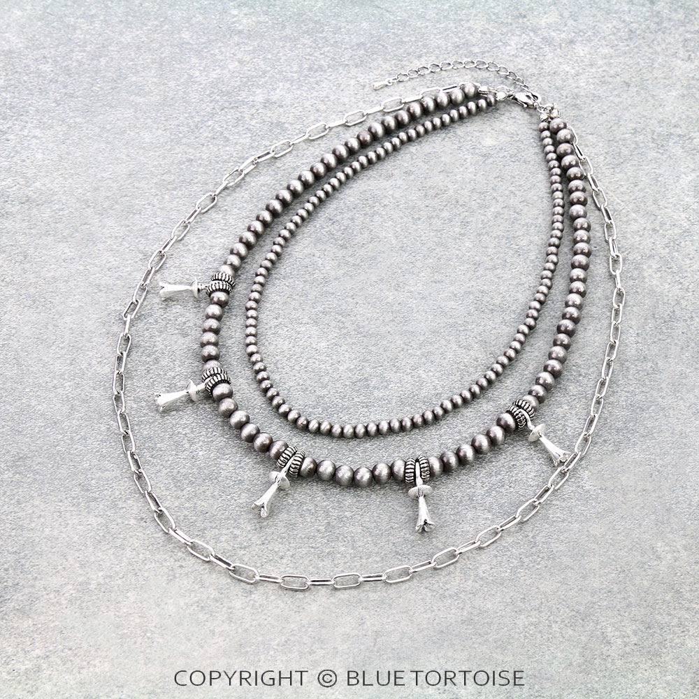 3 Layered Single Squash Blossom Necklace