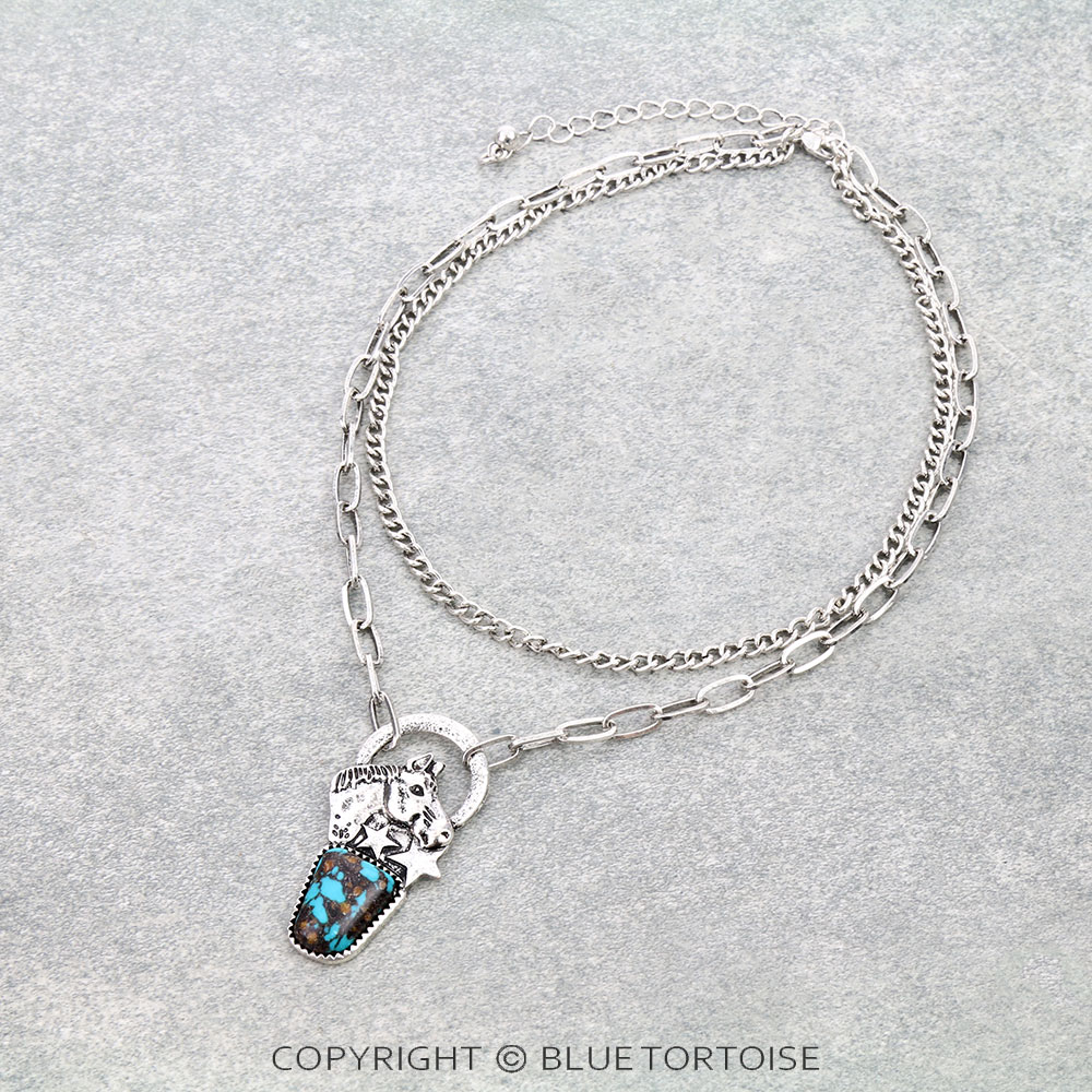 Western Horse Stone Necklace