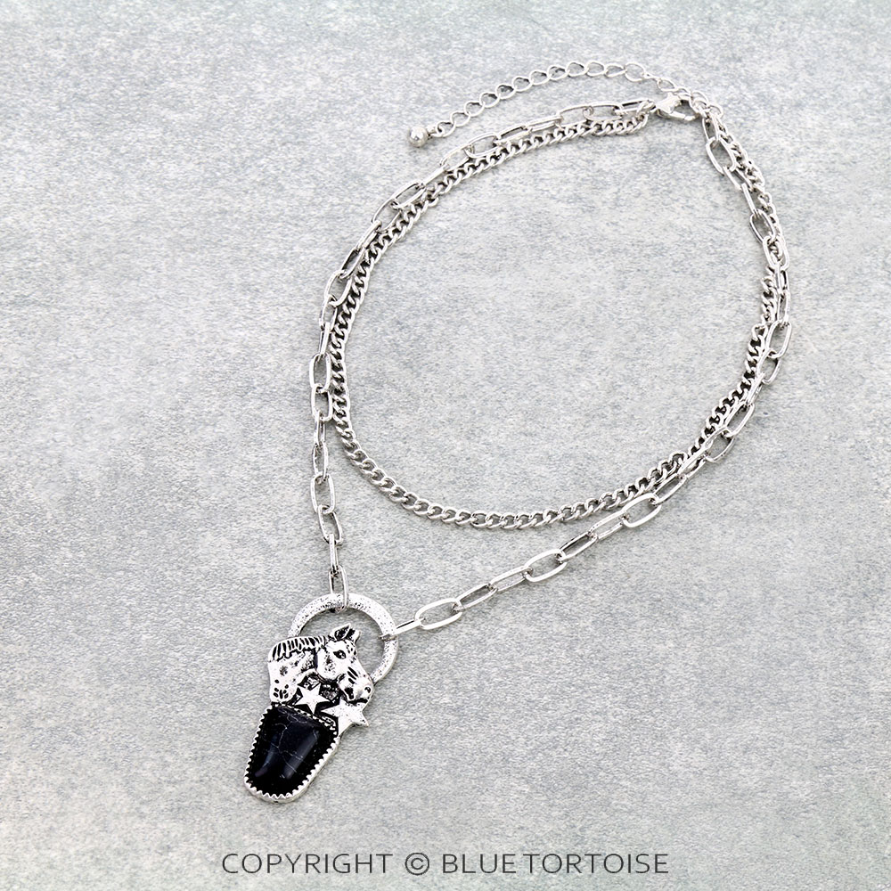 Western Horse Stone Necklace
