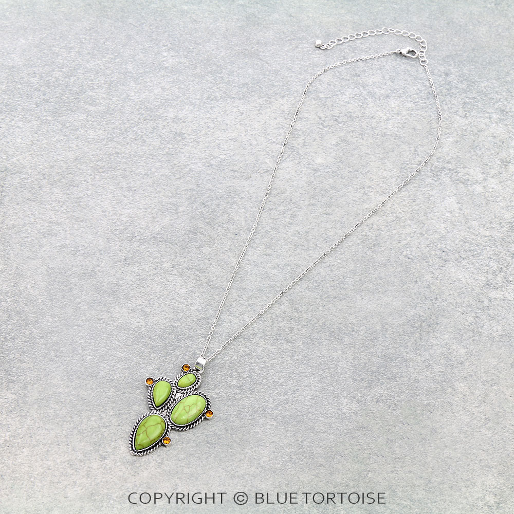 Western Cactus Stone Necklace