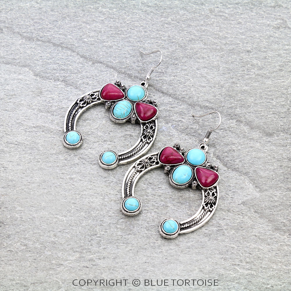 Western Squash Blossom Dangle Earrings