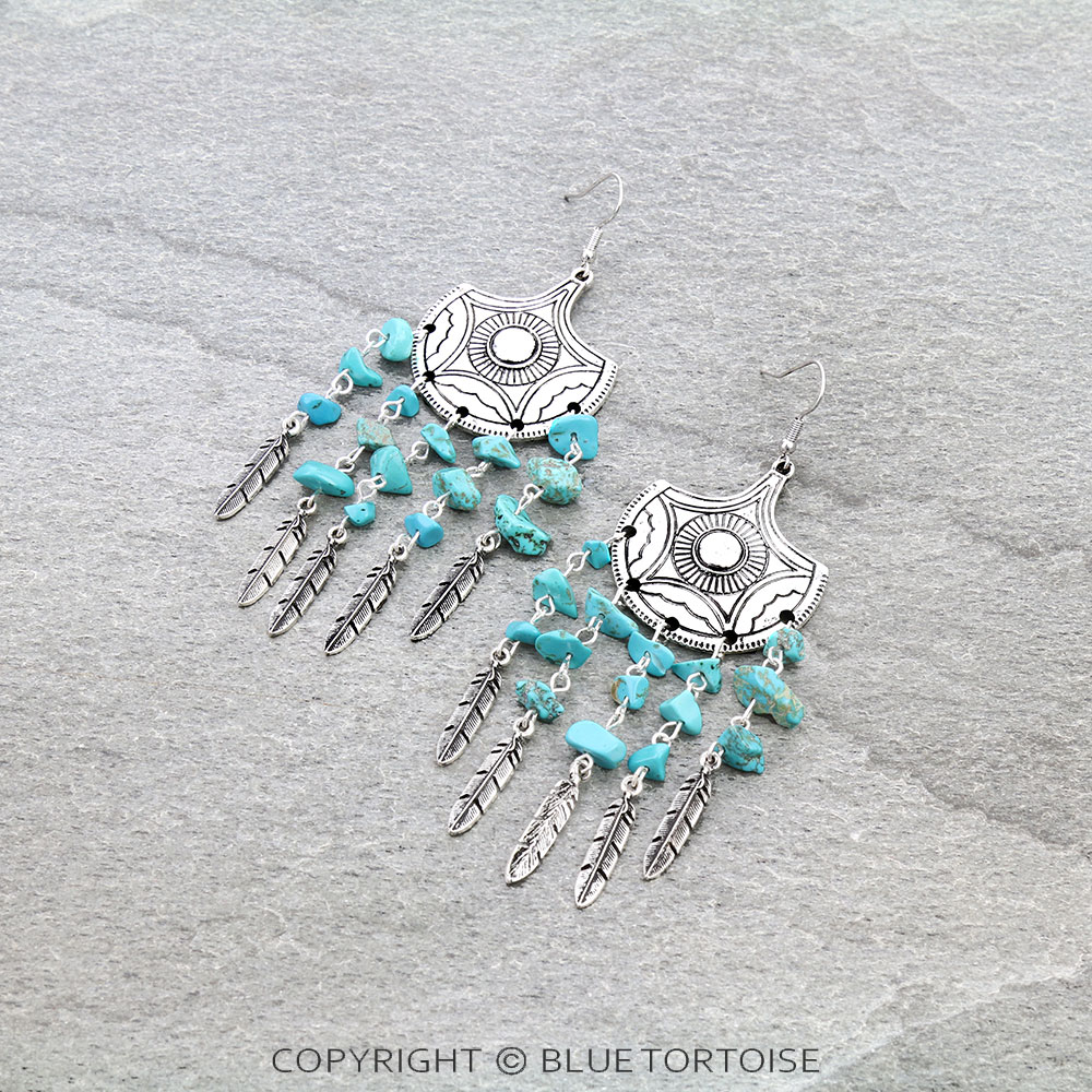 Western Design Feather Dangle Earrings