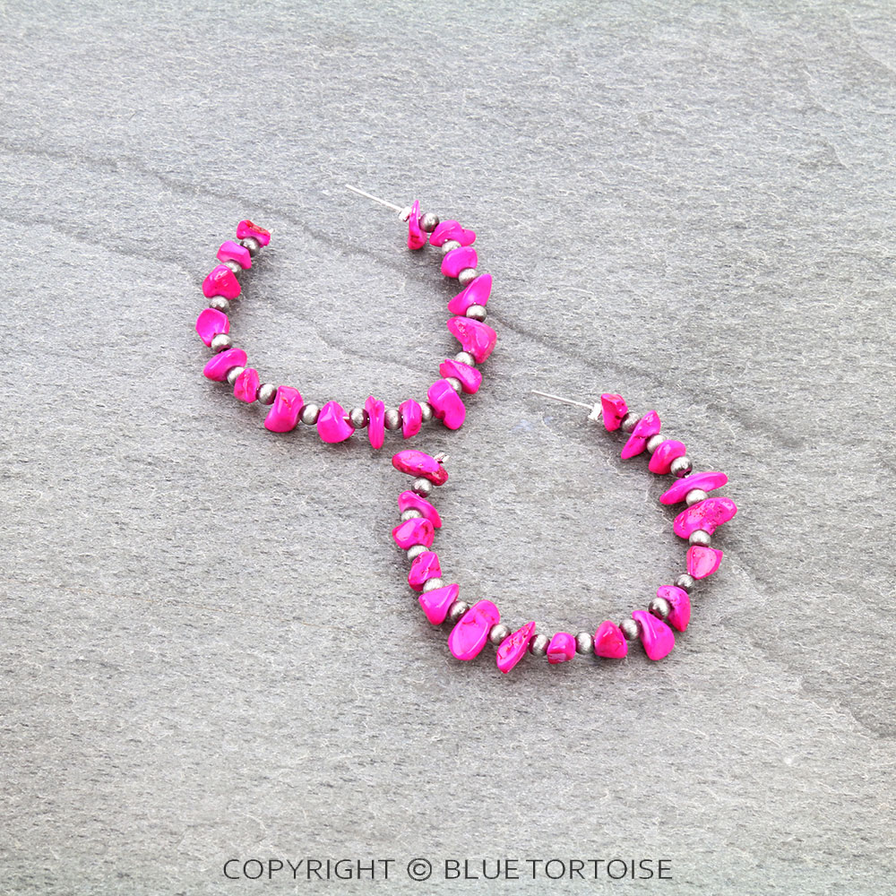 Western Chip Stone Hoop Earrings