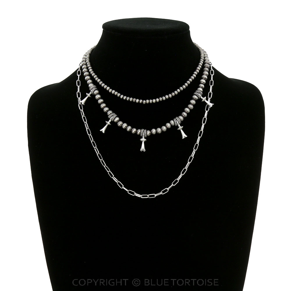 3 Layered Single Squash Blossom Necklace - Image 2