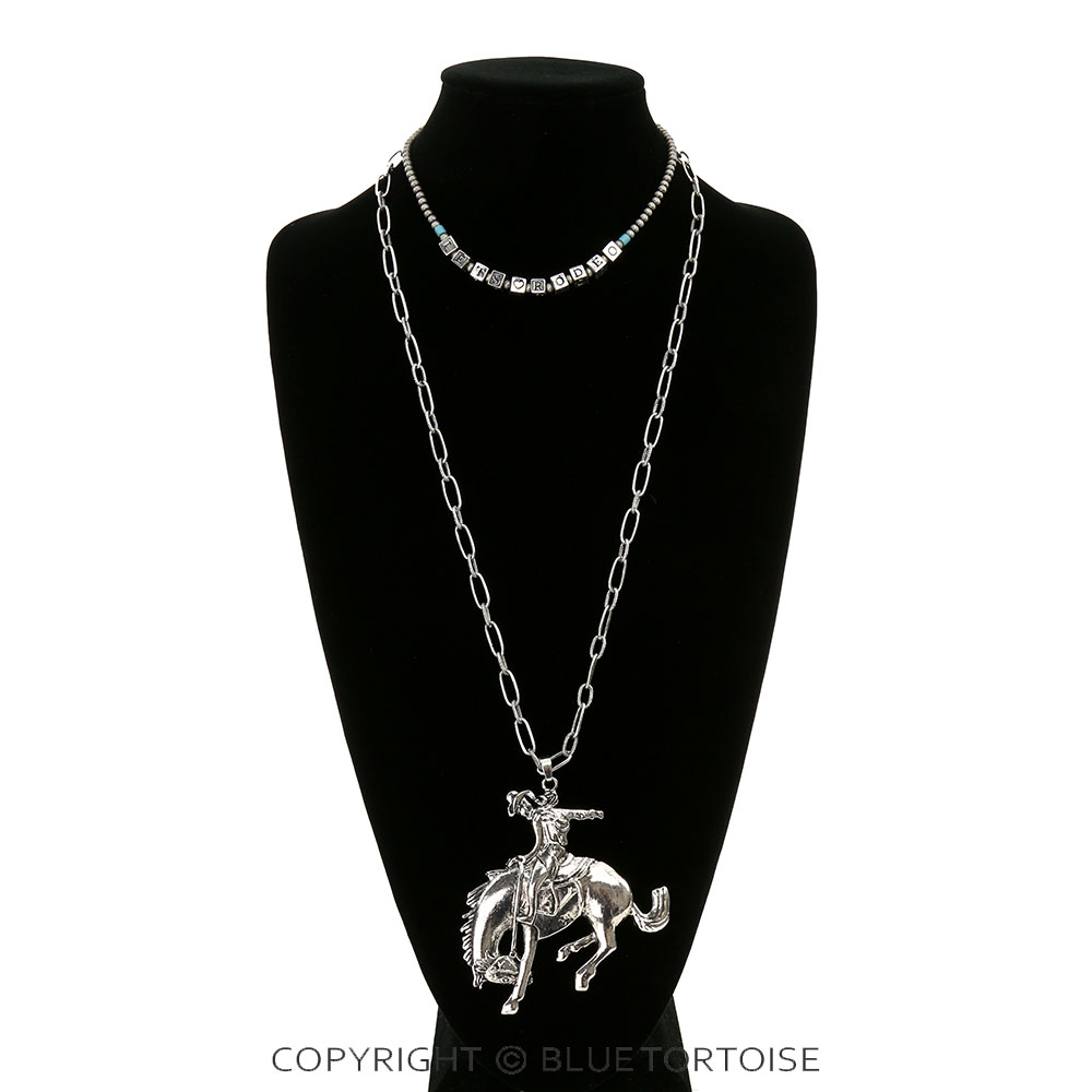 Navajo Style Pearl with Rodeo Pendant Necklace - Image 2