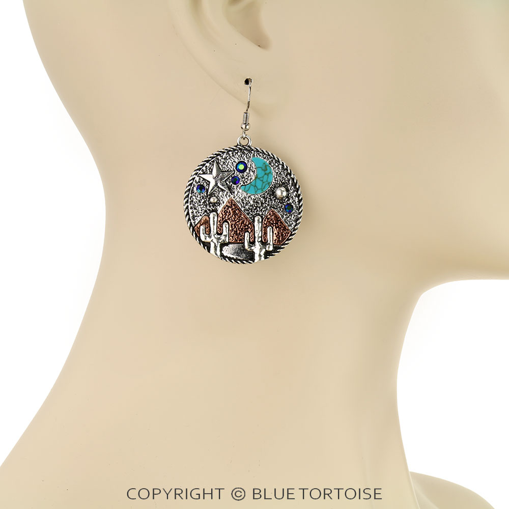 Western Night Scenery Dangle Earrings - Image 2