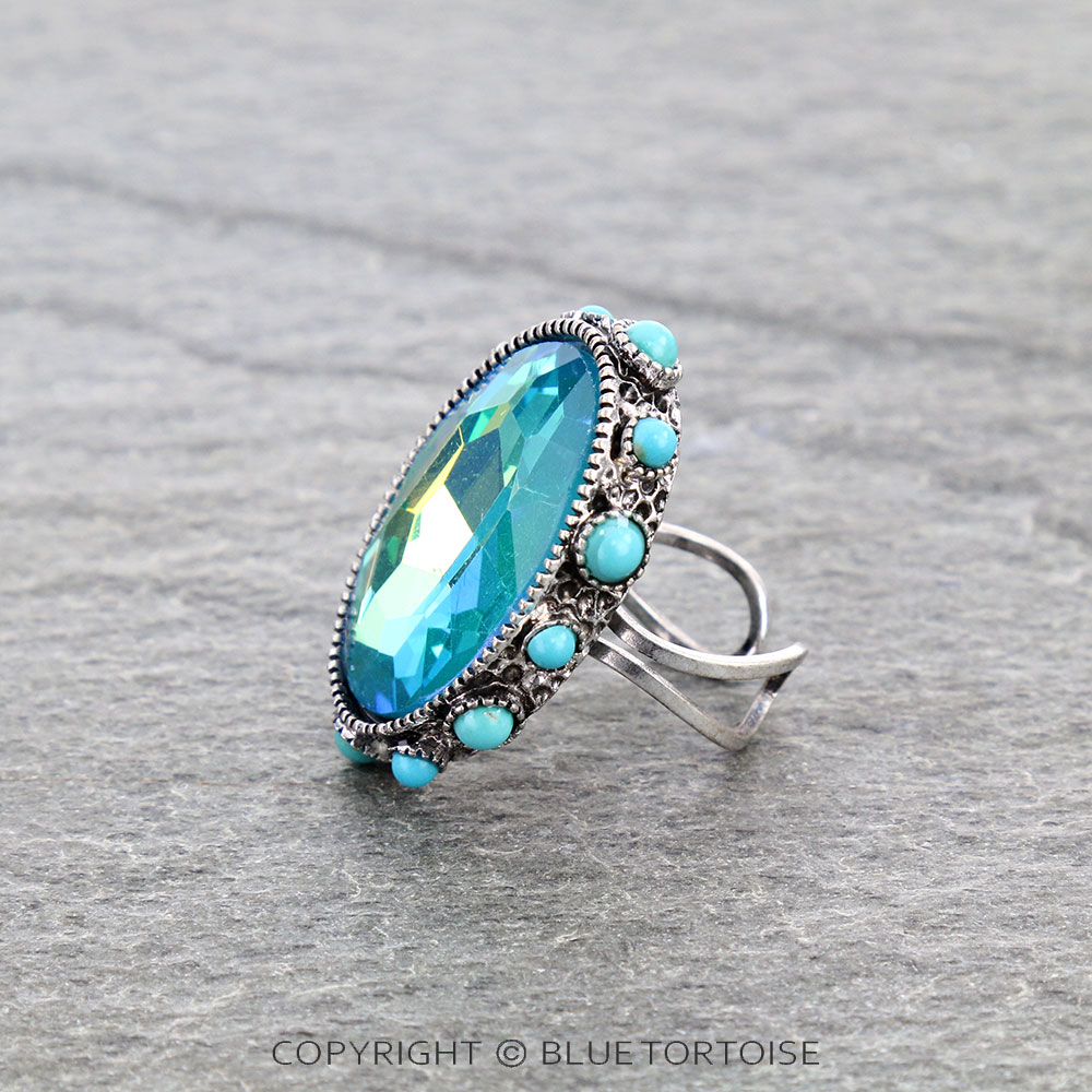 Oval Stone Cuff Ring - Image 2