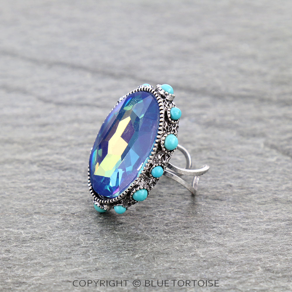 Oval Stone Cuff Ring - Image 2