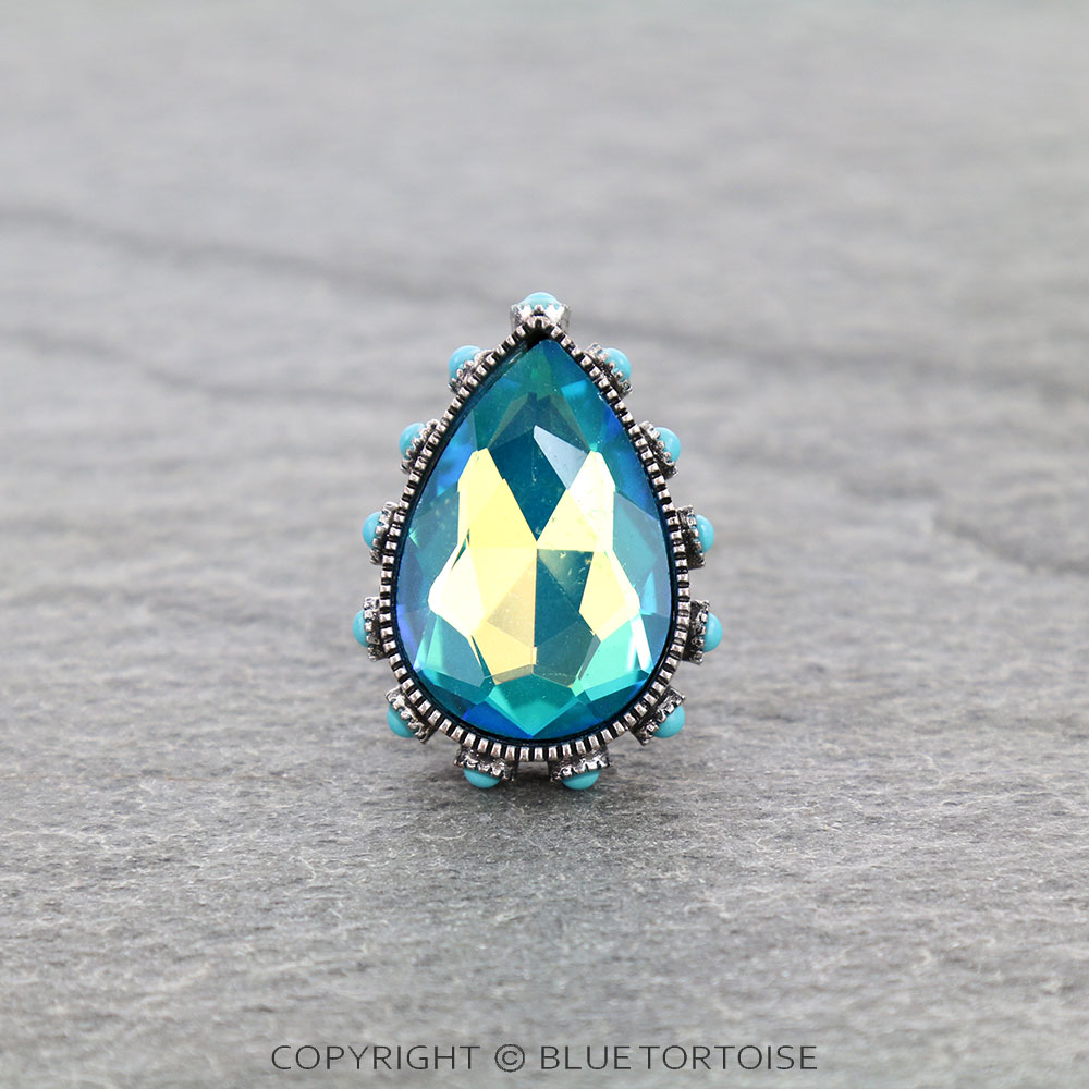 Teardrop Stone Cuff Ring