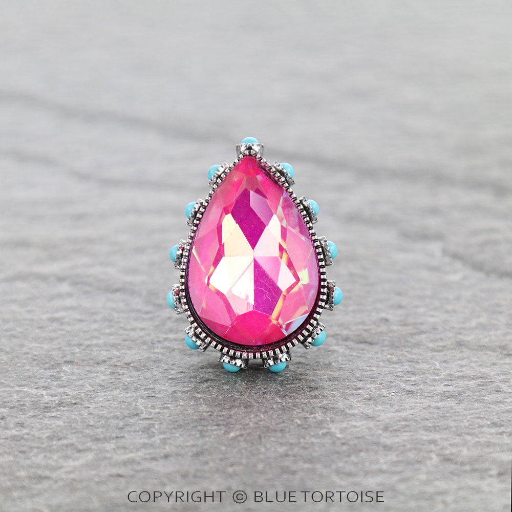Teardrop Stone Cuff Ring