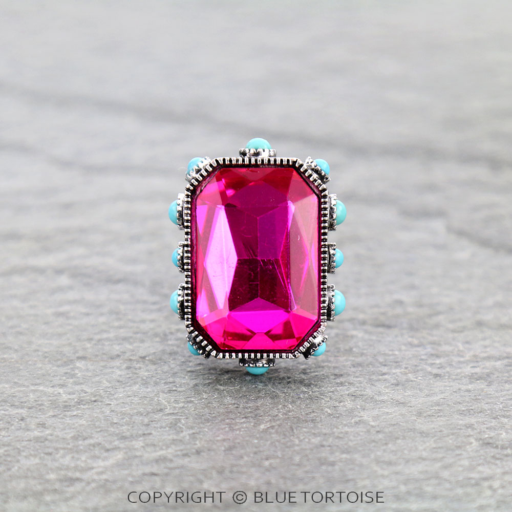Rectangle Stone Cuff Ring