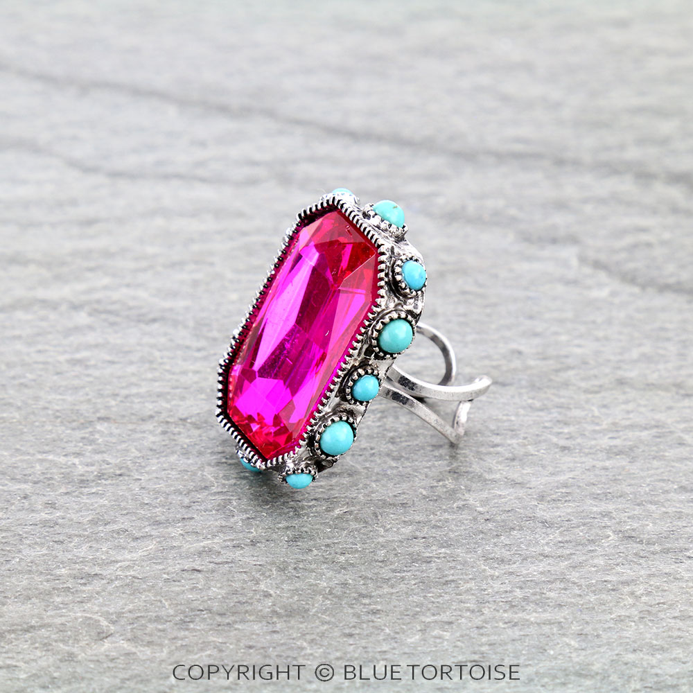 Rectangle Stone Cuff Ring - Image 2