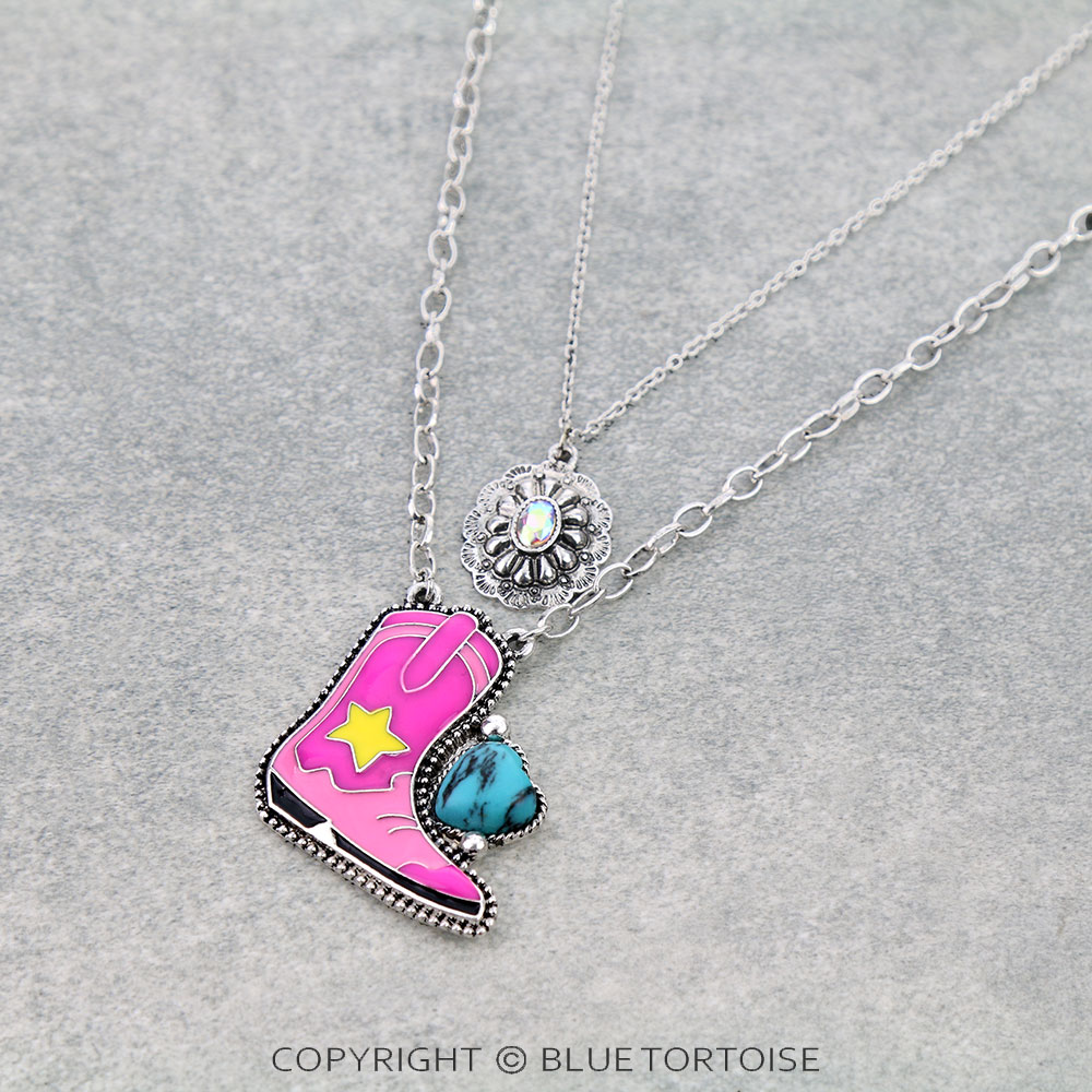 Western Cowboy Boot Concho Necklace - Image 3