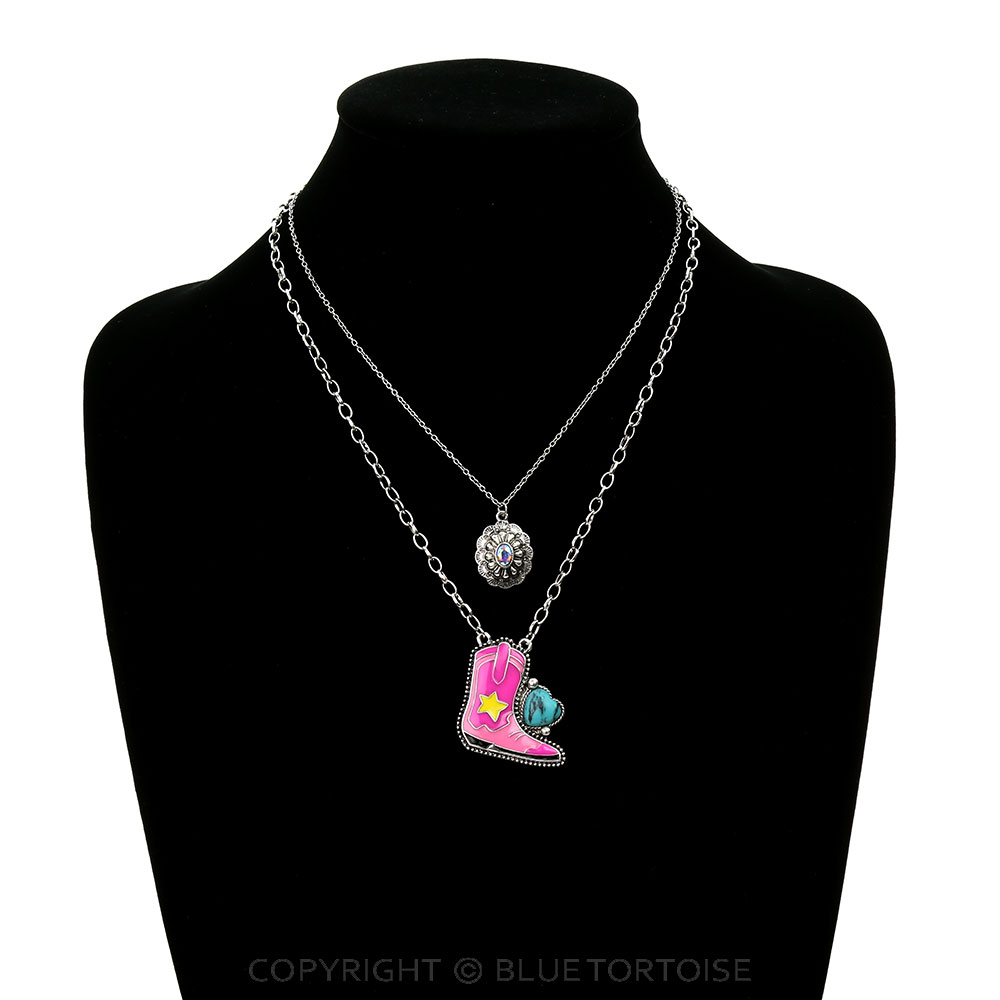 Western Cowboy Boot Concho Necklace - Image 2