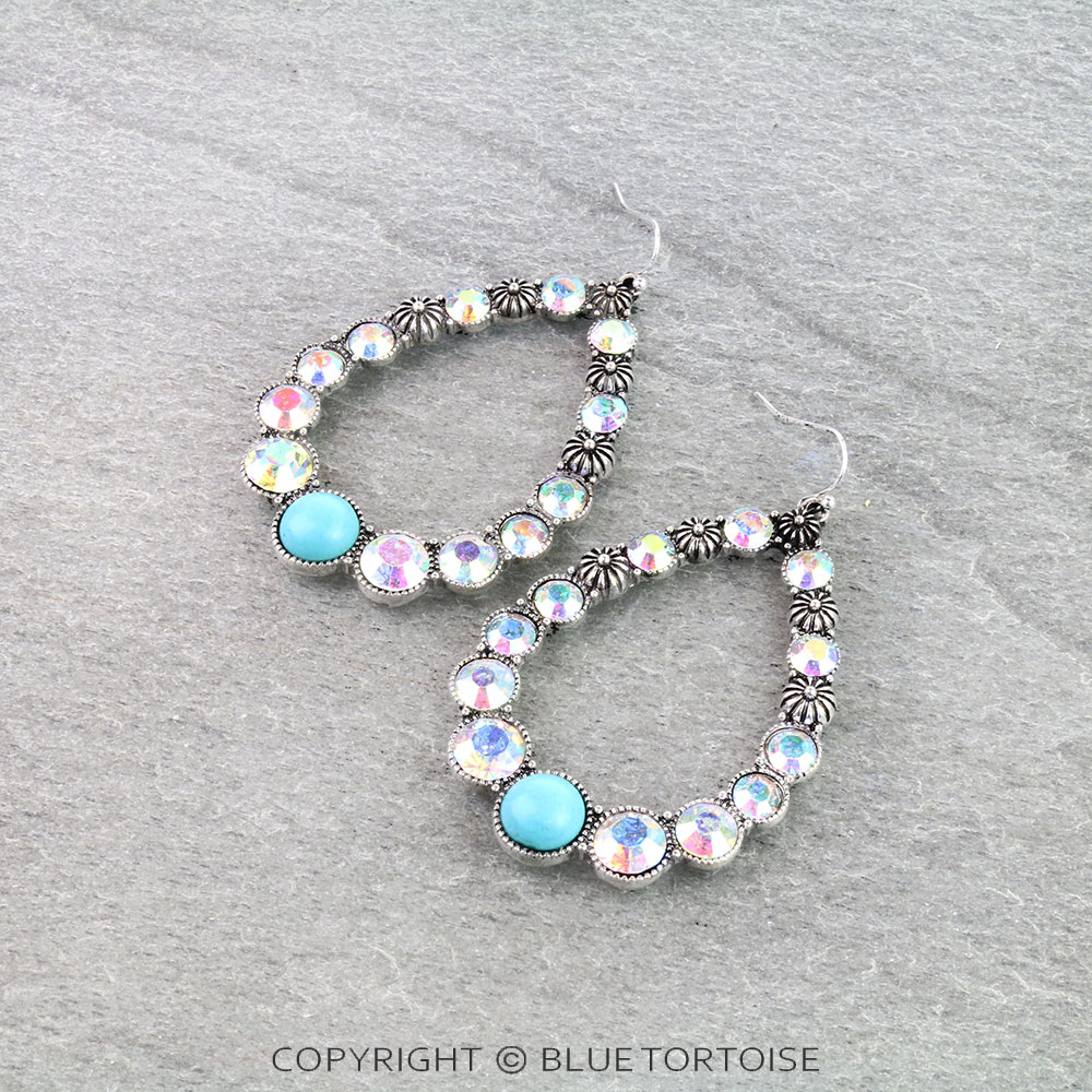 Western Teardrop Stone Dangle Earrings