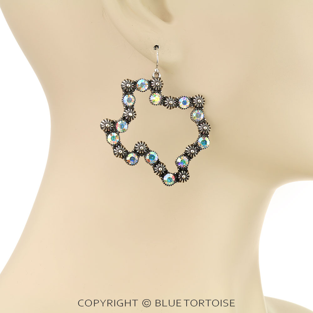 Texas Map Stone Dangle Earrings - Image 2