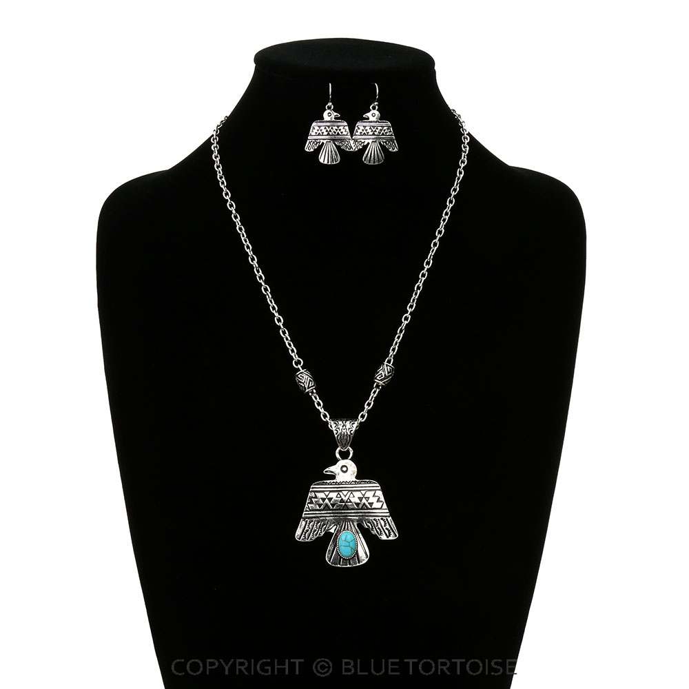 Western Aztec Thunderbird Stone Necklace Set - Image 2