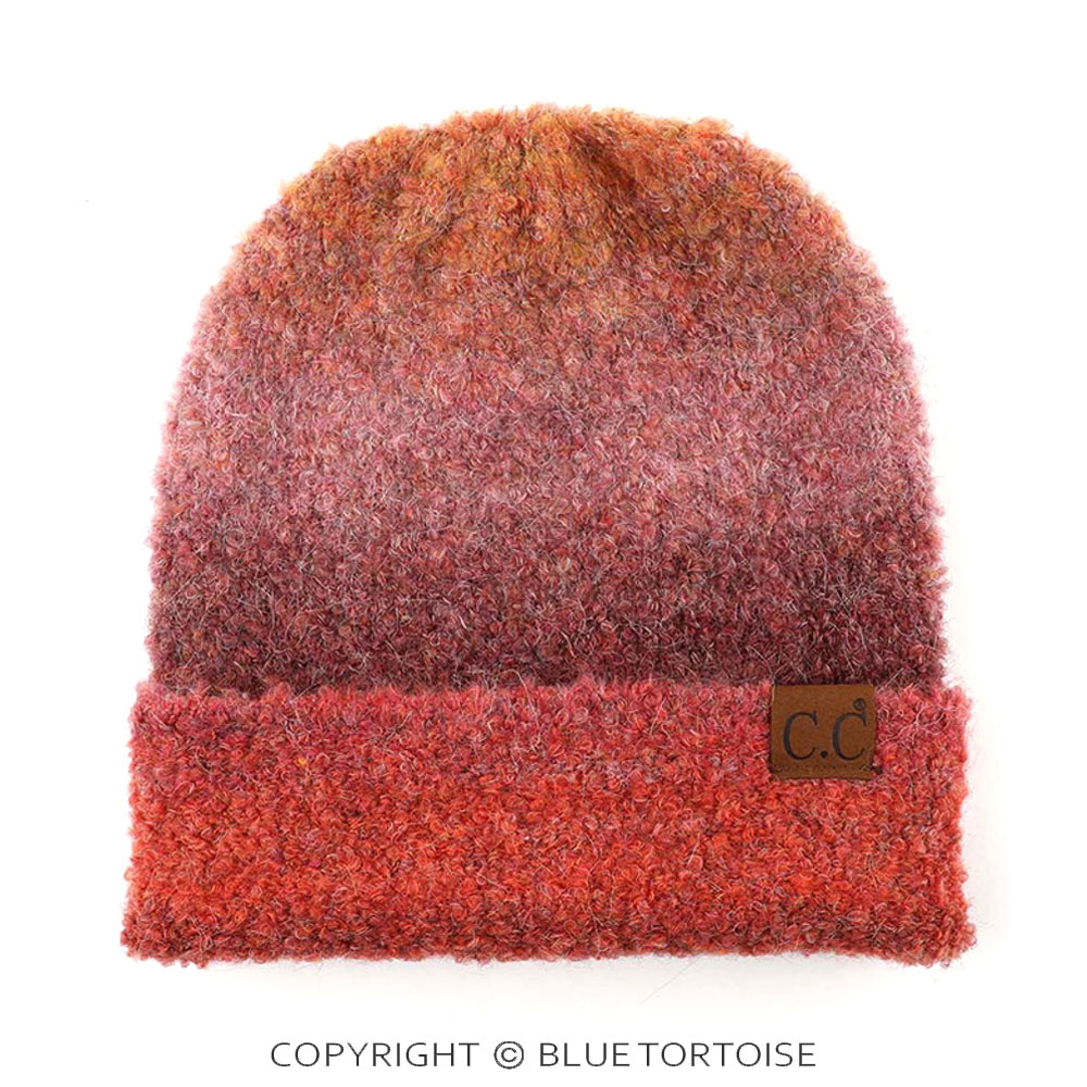 C.C Multi Color Ombre Mohair Cuff Beanie Hat