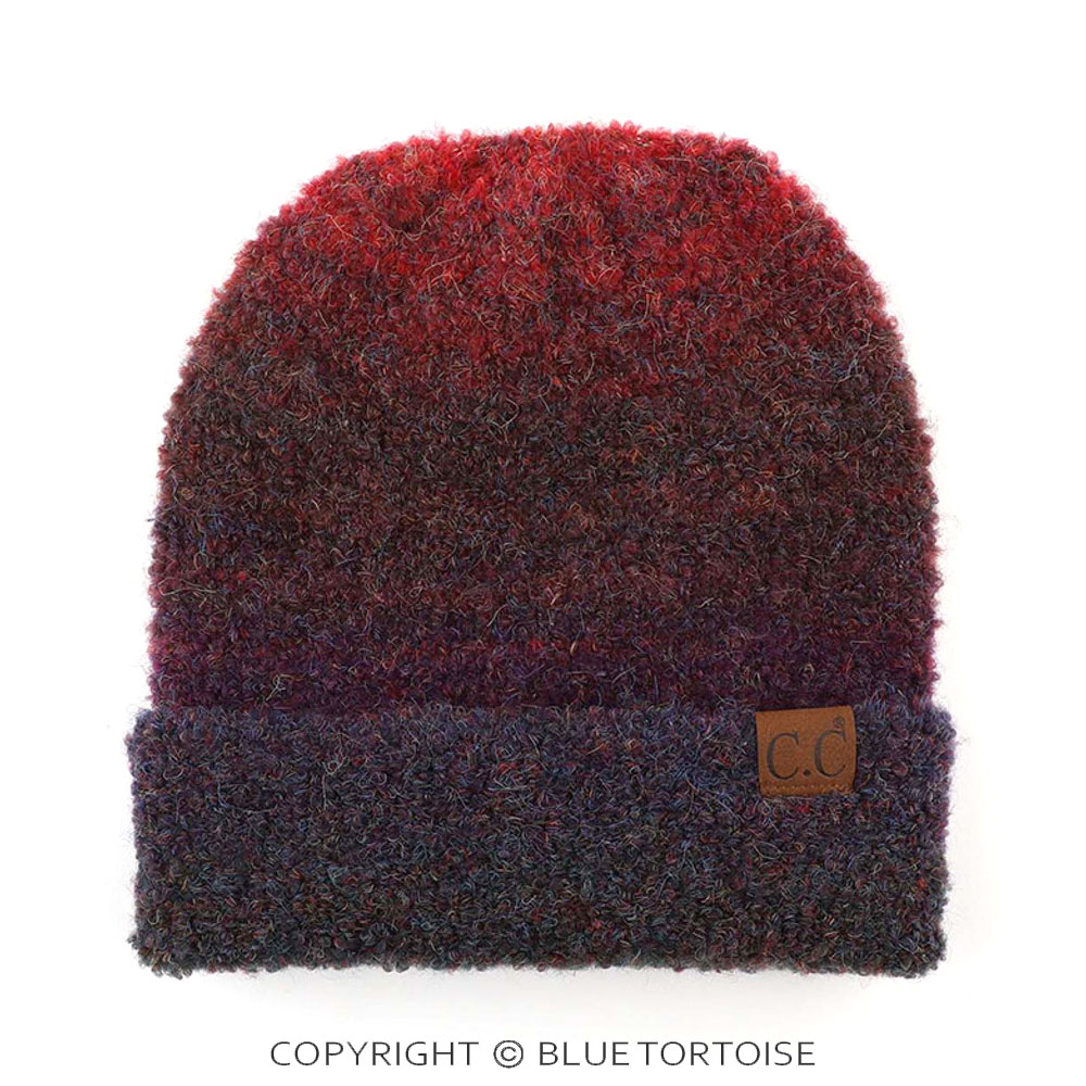 C.C Multi Color Ombre Mohair Cuff Beanie Hat