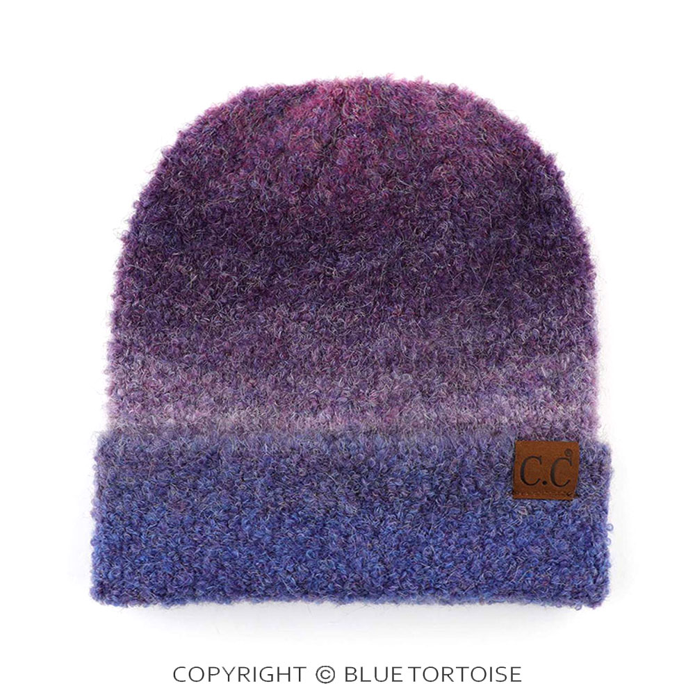 C.C Multi Color Ombre Mohair Cuff Beanie Hat