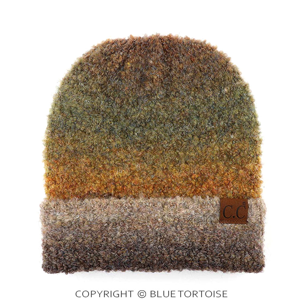 C.C Multi Color Ombre Mohair Cuff Beanie Hat