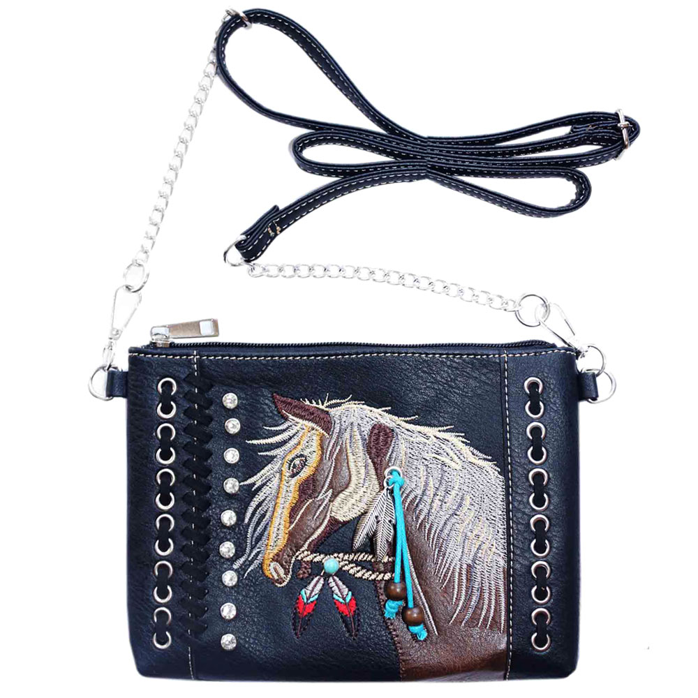 Faux Leather Horse Crossbody Bag