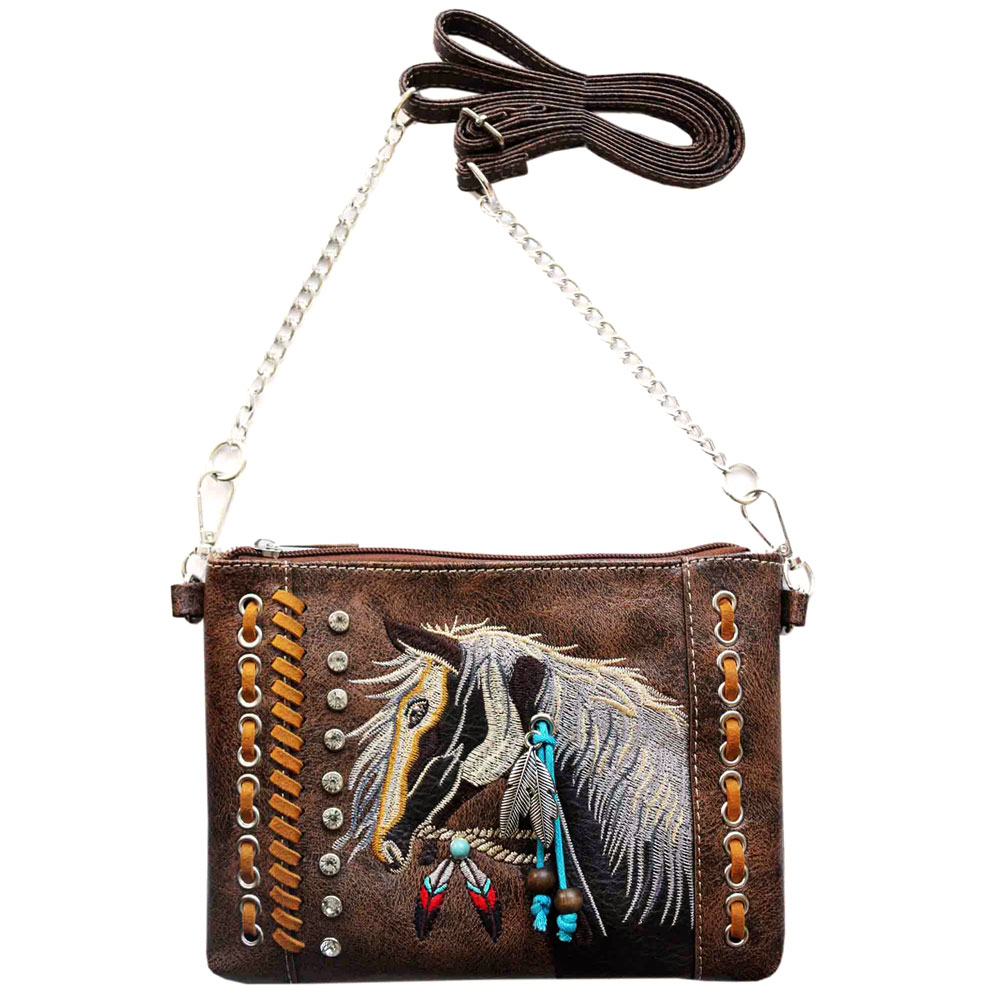 Faux Leather Horse Crossbody Bag