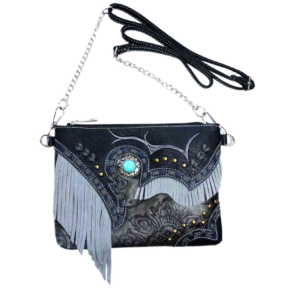 Faux Leather Stone Crossbody Bag