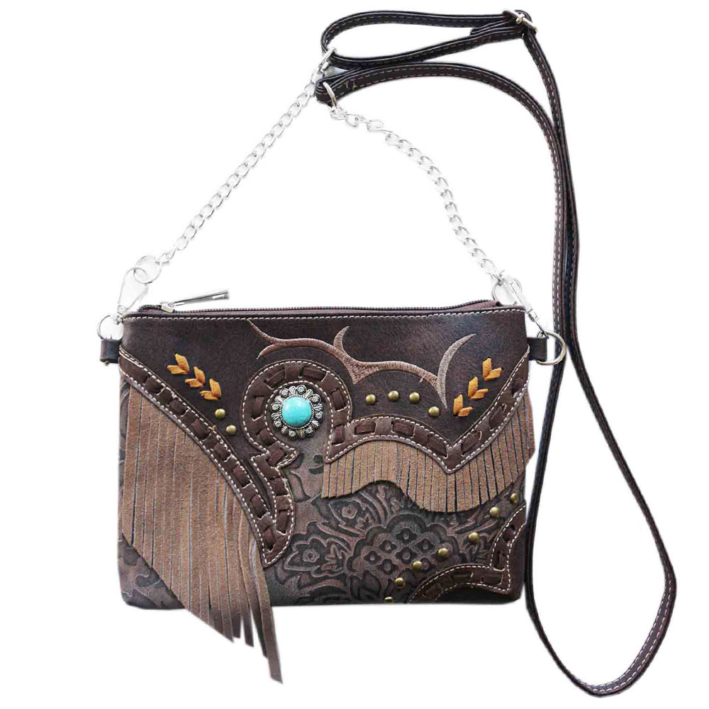 Faux Leather Stone Crossbody Bag