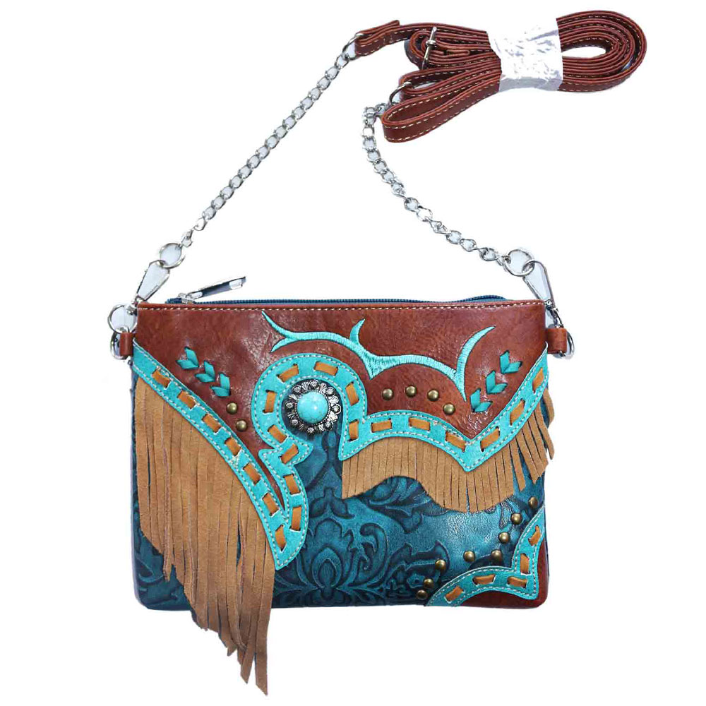 Faux Leather Stone Crossbody Bag