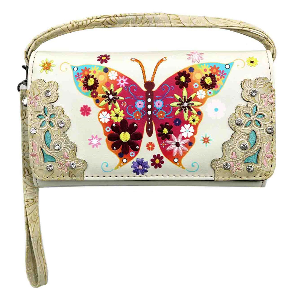 Faux Leather Floral Butterfly Wallet