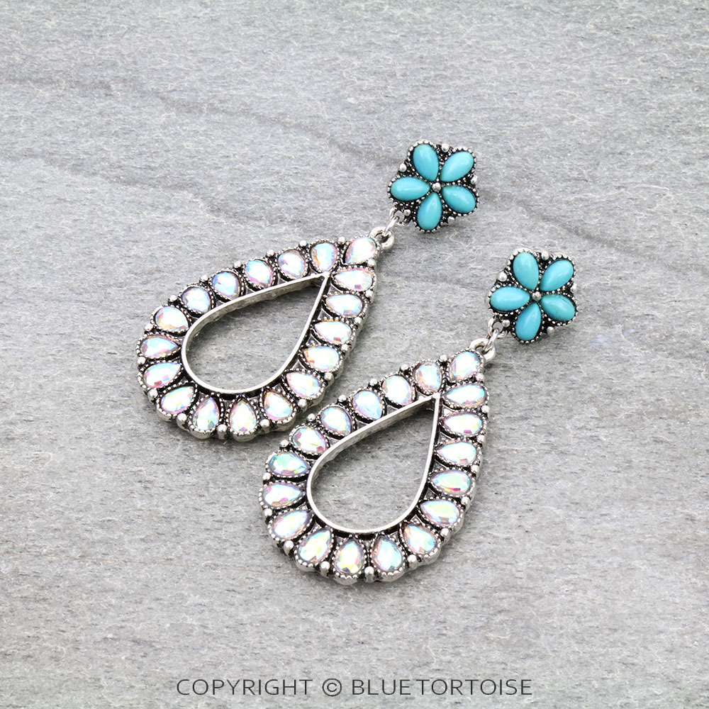 Western Teardrop Stone Stud Earrings